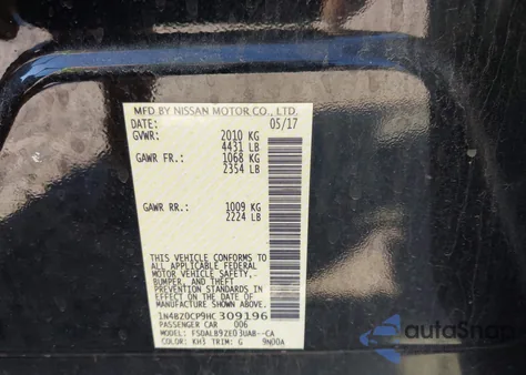 2017 Nissan Leaf S z USA, uszkodzony, nr VIN 1N4BZ0CP9HC309196